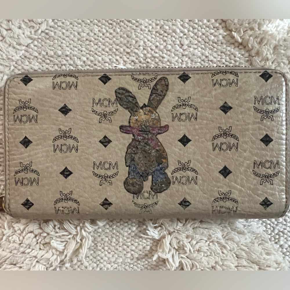 MCM Visetos Rabbit Leather Zip Around Long Wallet Pink Interior Canvas HOST PICK - Picture 2 of 12